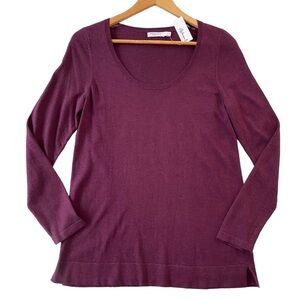 Reitmans kint sweater scoop neck soft modal blend burgundy raspberry long Small